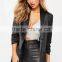 MGOO Custom Black Gathered Sleeves No Buttons Fashion Suit Blazers For Women Long Sleeves Loose Style