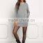 MGOO Grey Knit Shift Dress Long Sleeves Drop Shoulder Vestidos Heather Plain Loose Oversized Dress Fashion