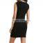 black viscos slim fit crew neck sleeveless knitted dress with stripes