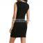 black viscos slim fit crew neck sleeveless knitted dress with stripes