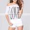 Fashion Women T-shirt Lace Short Sleeve Shoulder Off Blouse Plus Size