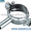 Stainless steel sanitary clamp support and pipe holder