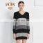2015 New Design Long Style Striped Pattern Cashmere Sweater Knitwear