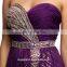 Women's Purple Rhinestone Beaded Sheer-overlay cocktail dress, formal gown homecoming prom dress