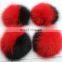 Bi-color fox fur pom pom double color fur bobble for keyrings
