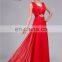 China OEM Service ZZ-E0026 Strap Vneck Backless Thin Chiffon Pleated Evening Dress Gown