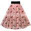 Custom Pink Pretty Kitty Print Female Pleated Skirt Famous Lady Midi Skate Skirt