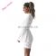 White Crochet Turtleneck Lace Shell Bell Sleeve Cute Sexy Mini Dresses