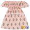 Dust Pink Flower Off Shoulder Dress Girls Printed Frock Designs Pattern Summer Dress