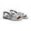 women unique elegant style flat snake print ankle strap leather sandals shoes lady footwear sandals (LAJHL0008L)