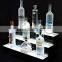 3 Tier LED Lighted Liquor Bottle Display Shelf , 3 step Acrylic Bottle Shelf