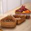 Hot SAle Rattan Woven Triangle Tray Set Of 3, Handcrafted Fruit Bread Nuts Candies Storage Box Basket