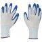 White Nylon work Gloves with blue Nitrile Coated Work Gloves