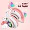 Custom Wireless Headsets Girl Gaming on Ear Headphone TF Microphone Led Light Cute Cat Ear BT Gaming Headset
