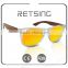 Popular Style Sunglass Wood Temple Sun glasses with Transparent Plastic Frame