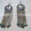 Victorian Style Aventurine Gemstone Earrings Oxodised Finish