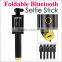 Wholesale colorful wireless monopod bluetooth selfie stick camera selfie stick monopod for smartphone mobile phone