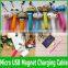 New mobile phone cartoon cables Colorful Magnet V8 Micro USB charger Cable for samsung galaxy note 3 S4 Lenovo HTC