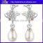 China Jewelry 925 Sterling Silver Freshwater Rice Shape Wedding Earrings Pearl