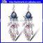 China Jewelry Long Sapphire Bohemian Crystal Chandelier Western Style Earrings