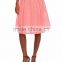 Mesh A-Line Solid Bright Color Skirt with Pleats