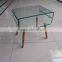 Display stand CT-178 Bent tempered glass square Corner coffee table with ash wood legs