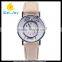WJ-5481 special alarm clock face unique popular quartz stainless steel back leather watch