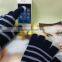 85% acrylic stripe 3 fingers knitted touch screen gloves for ipad