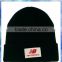 100% acrylic logo patched Knit Beanie/black beanie /promotional hats