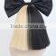 Synthetic white short straight special half and half color wig with black bow N454