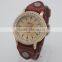 2016 cow leather ladies diamond watches vintage big strap watch relojes mujer