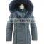 womens polyester memory twill fabric faux down filled coat with fur hood