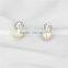 Wholesale freshwater pearl earrings AAA 8-9mm white freshwater drop pearl earrings