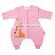 100% cotton anti kicking infant child foot sleeping bag long sleeve without filling pink style
