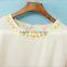 Beige Color Block Rhinestone Three Quarter Length Sleeve Dress