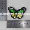 nice design green butterfly embroidery self adhesive leather patches for clothing