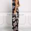 Sexy Slit Black Multi Front Wrap Cross Back Floral Maxi Size Dress Sexy Pictures of Girls Without Dress HSd5112