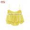 Women Ladies Spaghetti Strap Tops Cropped Ruffled Cotton Cami Top