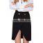 Girls Black Front Split OL style Fitted Short Skirt