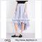 Customized Lady's Apparel Beautiful High-rise Elastic Waist Striped Ruffled Asymmetric Poplin Skirt(DQM002S)