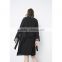 2018 fashion women classical black plain collar belted long trench coat
