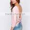 Latest Indian Long Sleeve Round Neck Suits Backless Blouse Design Women Hot Sexy Shirt Blouses