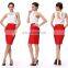 420g Nylon Ponte Wholesale Dark Red Woman Wrap Skirt Fashion