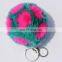 Pretty fashion two tone genuine rabbit fur pom pom keychain bag charm