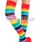 Stocking knitting machine, stocking tops showing, rainbow stocking