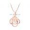 New 3D Wholesale Rose Gold Beautiful Jewelry Hollow Opal Rose Flower Shaped Pendant Necklace Designs For Woman