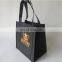 Customized design non-woven fabric black tote foldable shopping bag
