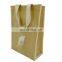 Jute material and gift bag use double bottle jute bag with canvas handles