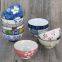 Stoneware flower painted underglaze colour cheap small ceramic snack bowls