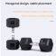 Wholesale black hex / hexagonal / hexagon deluxe rubber coated gym dumbbells sets for sale